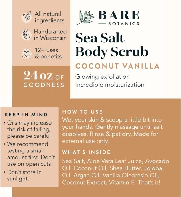 Coconut Vanilla Exfoliating Body Scrub 24oz - Image 4